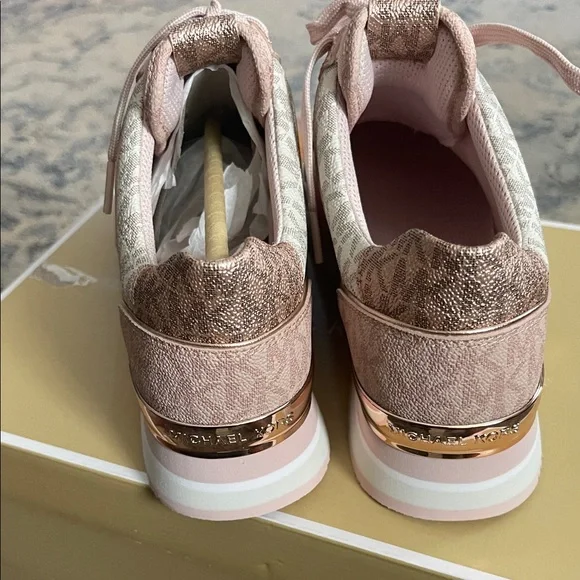 Michael Kors Women's Blush and Metallic Sneakers - Picture 2 of 7
